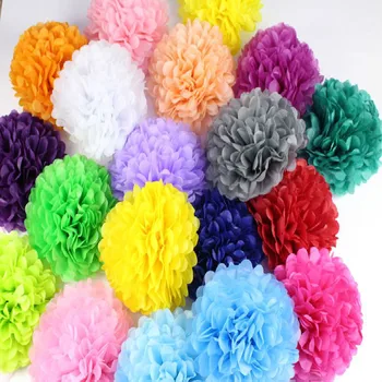 Sıcak satış 10 adet/grup 20 cm El Yapımı pom poms Düğün Kağıt Çiçekler Topu Pom Poms Düğün ve Ev İçin Bebek duş dekorasyonu malzemeleri 16