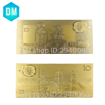 Sıcak Satış Normal Altın Banknot AUD 10 Yeni Federasyonu Normal Altın Kaplama Kağıt Para Decrtion Hediye 8