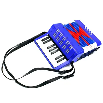 Sıcak! Yüksek kaliteli Mini 17 tuşlu 8 bas akordeon eğitim müzik aleti çocuklar için mavi