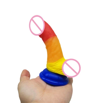 Sıvı Silikon Renkli küçük yapay penis vantuz ile yetişkin oyuncak yumuşak yapay penis seks dildos Gerçekçi dick anal vajina jöle kadınlar için 10