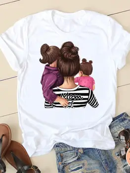 T-shirt Giyim Kısa Kollu Elbise Moda Yaz Kızı Anne Anne 90s Casual Bayanlar Baskı Kadın T Kadın Grafik Tee 22