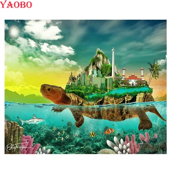 Tam Kare Matkap 5D DİY Elmas Boyama Deniz Kaplumbağası Kale Manzara Rüya Sanat 3D Nakış Çapraz Dikiş Mozaik Yeni Yıl hediye 10