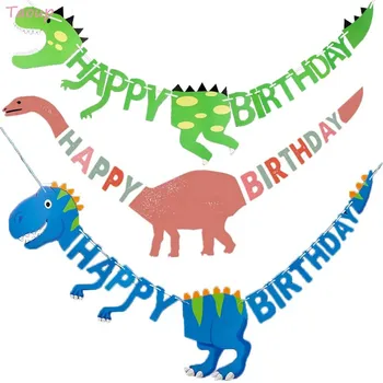 Taoup Mutlu Doğum Günü Afiş Dinozor Parti Dekor Bebek Duş Erkek Doğum Günü Partisi Süslemeleri Çocuklar Safari Parti Malzemeleri Orman 9