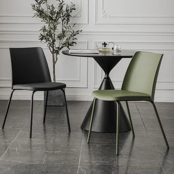Tasarımcı Deri Sandalyeler Arkalığı İtalyan Ergonomik Metal Sandalyeler Yemek Odası Salon Koltukları Salle Yemlik yemek takımı Mobilya