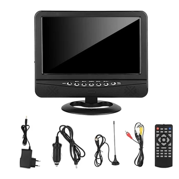Taşınabilir 9 İnç Araba Analog TV Oynatıcı LCD Renkli Ekran Radyo Mini Dijital Geniş Görüş Açısı Video Oynatıcı Monitör-AB Tak 5