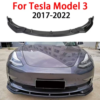 Tesla Modeli 3 2017-2022 Araba Ön ÖN TAMPON Gövde Kiti Spoiler Splitter ABS Tampon Canard Dudak Splitter 18