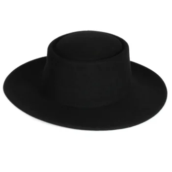 Toptan Kadınlar ve Erkekler Vintage Kış Keçe Kapaklar Düz Renk Düz Geniş Ağız Yün fötr şapkalar Bayan İçin 1