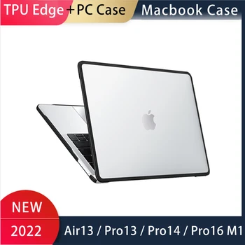 TPU Kenar PC Mat Laptop Çantası Macbook Air 13 için Kılıf A2337 için Macbook Pro 16 Kapak M1 2021 Mac Pro 14 Kılıf M2 Pro 13 Funda