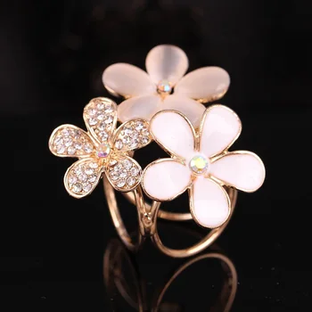 TULX Trendy Rhinestone Çiçek Kristal Eşarp Yüzük Kore Tarzı Opal Taş Çiçek Broş Pins Şal Klip Kadın Eşarp Toka 21