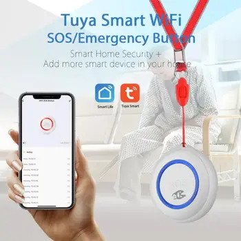 Tuya Wifi SOS Düğmesi Akıllı Kablosuz Sensör Alarmı Yaşlı Alarm Su Geçirmez Acil Yardım Alarmı Anahtarı Çalışma Yaşlı Adam İçin/çocuk 20