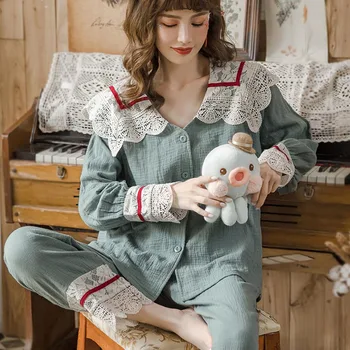 Tülin Moda Pijama Kadın Emzirme Tasarım Hamile Seti Pijama Mavi Dantel Pijama Ayarlanabilir Kemer Gecelik Phoentin