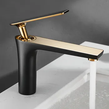 Tüm Bakır Siyah Altın Havza Musluk lavabo musluğu Sıcak ve Soğuk Musluk Beyaz Yükseltilmiş Banyo Musluk Banyo Musluk 21