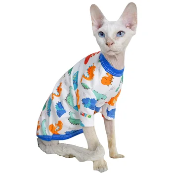 Tüysüz kedi Devon Rex pamuk ince yelek Sfenks pamuk kısa kollu sling yaz yavru kedi giysileri Sphnyx kedi giysileri evcil hayvan 9