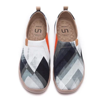 UIN Sessiz Adam Tasarım El-boyalı Tuval rahat ayakkabılar Erkekler için Beyaz Loafer'lar Geniş Ayak Konfor iş ayakkabısı 20