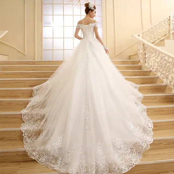vestido de novia 2021 sıcak Gelin Prenses beyaz / fildişi Dantel Nakış Boncuk Lüks Uzun Kraliyet Tren Artı Boyutu Gelinlik 17