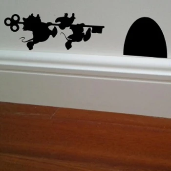 Vinil duvar sticker ev duvar dekorasyon festivali fare delik çıkartması karikatür sticker 15