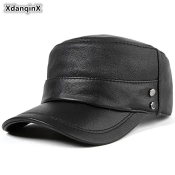 XdanqinX Hakiki Deri Şapka Sonbahar erkek Beyzbol Kapaklar Koyun Derisi Deri Düz Kap Ayarlanabilir Boyutu Erkek Kemik Moda baba şapka 17