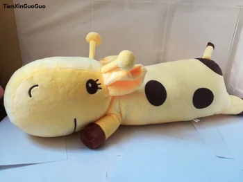 yaklaşık 55 cm sarı karikatür zürafa peluş oyuncak yalan zürafa yumuşak bebek yastık oyuncak Noel hediyesi h2308 21