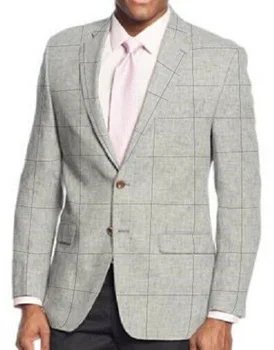 Yakışıklı Erkek Takım Elbise Gri Yün Karışımı Ekose Çentikli Yaka terno masculino Rahat Yeni Takım Elbise Custom Made