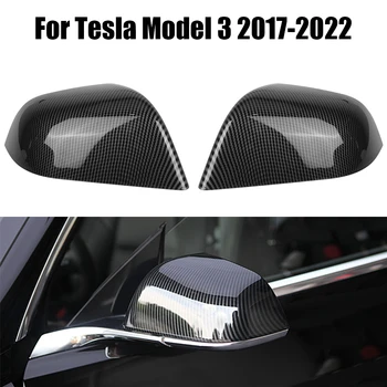 Yan ayna kapağı 2 Adet Yedek ABS Karbon Fiber Araba Aksesuarları dikiz aynası Kapağı Tesla Modeli 3 2017-2022 12
