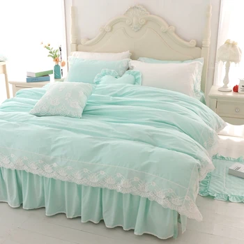 Yatak örtüsü Prenses rüzgar dört adet set basit dantel yorgan pamuk yatak örtüsü 11