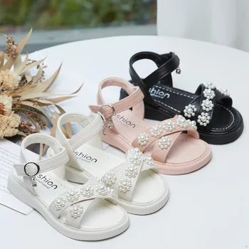 Yaz Kızlar Sandalet 2022 Yeni Moda Kore Yumuşak tabanlı Prenses Ayakkabı Çocuklar Çocuklar için plaj ayakkabısı Boncuk Genç Sandalet 12