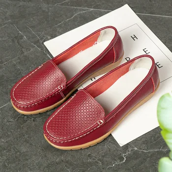 Yaz ve Sonbahar Yeni Stil Loafer'lar rahat ayakkabılar Loafer'lar Büyük Boy kadın ayakkabısı Takozlar kadın tek ayakkabı İnek Derisi 9