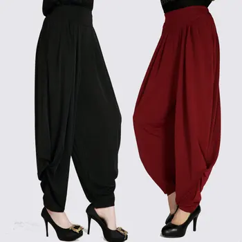 yaz yeni Moda rahat marka kadın kadın bayanlar artı boyutu Elastik bel harem Bloomers pantolon pantolon giyim giysi 19