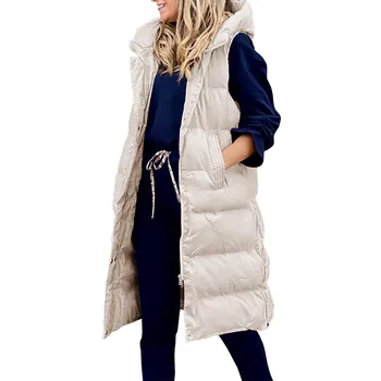 Yeni 2021 Moda İnce Uygun Uzun Yelek Kadın Yastıklı Kadın Kalınlaştırmak Pamuk Kış Yelek Kolsuz Ceket Kadın Yelek 15