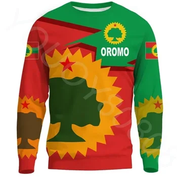 Yeni Afrika Oromo Logo Ekip Boyun Kazak Sonbahar Kış erkek giyim Retro Harajuku 3D Baskı Rahat Spor Üst 18