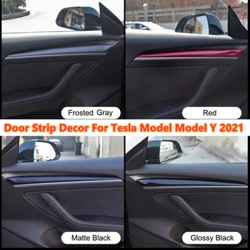 Yeni Araba Kapı dekorasyon çıkartması Koruma Şeridi Mat Siyah Karbon Fiber ABS Model Y Modeli 3 2021