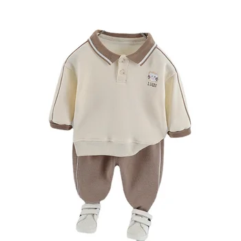Yeni Bahar Çocuk Moda Giyim Erkek Bebek Kız Karikatür T Shirt Pantolon 2 adet/takım Sonbahar Çocuk bebek kıyafetleri Bebek Eşofman