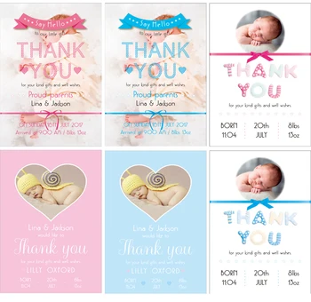 Yeni bebek düğün davetiyesi kartı bebek duş ve adlandırma partisi için teşekkür kartı 19