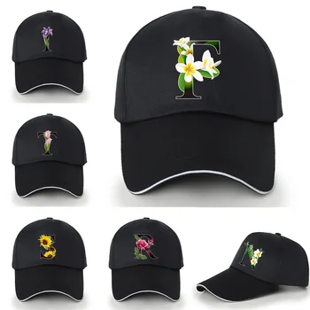 Yeni Beyzbol Kapaklar Kadınlar Ayarlanabilir Pamuk Snapback Şapka Erkekler Spor Kap Çiçek Renk 26 Mektup Desen Yaz UV geçirmez Siperliği Şapkalar