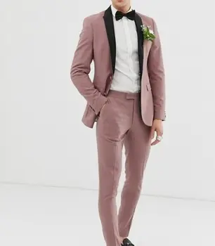 Yeni desen erkek Ceket Pantolon Kruvaze Damat Düğün Smokin Parti Elbise Erkekler İçin Smokin Slim Fit Takım Elbise Blazer