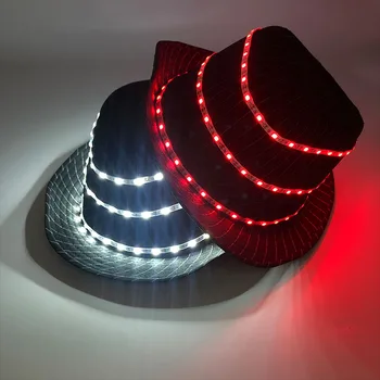 Yeni Kişiselleştirilmiş Çekici EL tel halat boru silindir şapka Aydınlık Neon Led Şerit Parlayan Kostüm Dekorasyon Floresan Dans 13