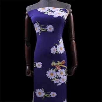 Yeni Klasik Küçük Papatya Çiçek Baskılı %100 % Yumuşak İpek Krep De belkemiği Kumaş Kadınlar için Sonbahar Giysileri 22