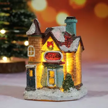 Yeni led ışık Up Küçük Köy Evi Sahne Parlaklık Süsler Noel Ağacı Kolye Dekorasyon Tatil Ev Dekor Parti Hediyeler 20