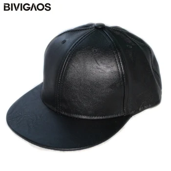 Yeni Moda Unisex Rahat Snapbacks Şapkalar Siyah Boş PU Deri Düz ağız Beyzbol Kapaklar hip hop şapka Kemikleri Gorras Erkekler Kadınlar İçin 16