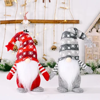 Yeni Noel dekorasyon pentagram kar tanesi örme şapka meçhul bebek Rudolph ayakta bebek bebek ev dekorasyon süsler 4