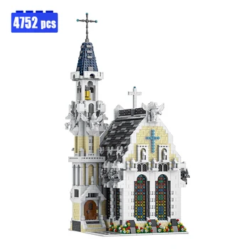 Yeni Ortaçağ Kilise Binası İnşaat Seti Yetişkinler için MOC Retro Şehir Sokak Görünümü Oluşturucu Blokları tuğla oyuncaklar Çocuklar için 10