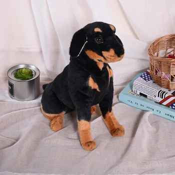 yeni peluş simulaiton Rottweiler köpek oyuncak gerçek hayat çömelme siyah köpek bebek hediye yaklaşık 53 cm 20