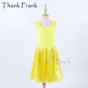 Yeni Saten Contemproray Dans Elbise Kız Sarı Modern Kostüm Kadın Performans Kostümleri Çocuklar Leotard Elbiseler Dans C702