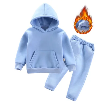 Yeni Sonbahar Kış Moda Bebek Erkek Kız Elbise Çocuk Kalınlaşmak Hoodies Pantolon 2 adet / takım Toddler Spor Kostüm Çocuklar Eşofman 7