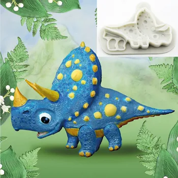 Yeni Triceratops Kek silikon kalıp Fondan Kalıp Doğum Günü Pastası Dekorasyon Araçları Çikolata Gumpaste Kalıp Tatlı Pişirme Kalıp 13