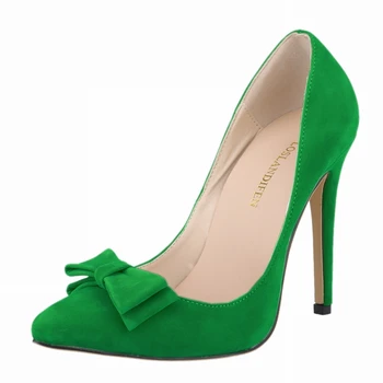 Yeni Zarif Düz Renk Moda Slip-on Sivri Burun Yüksek Topuklu Kadın Moda Kadın Stiletto Pompaları Büyük Kelebek Ayakkabı E0015 11
