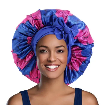 Yeni Çiçek Saç Sarma Aksesuarları Toptan Kadınlar Saten Kaput Moda Leke İpeksi Büyük Kaput Bayan Uyku Kap Headwrap Şapka