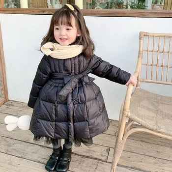 Yeni Çocuk Giyim Kış Kalınlaşmak Ceketler Kız Çocuklar İçin Parlak Su Geçirmez Aşağı Pamuk Ceket Genç Giyim Kız Elbise 10