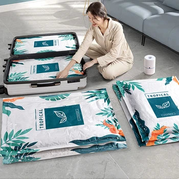 Yeniden kullanılabilir vakumlu saklama torbaları Seyahat için Set Giysi Yastıklar Battaniye Nevresim Yatak Sıkıştırma Uzay Tasarrufu Seyahat Ev Kullanımı 14