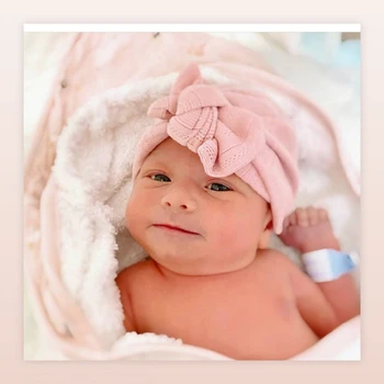Yenidoğan Hastane Şapka Sıkı Bebek Fetal Kapaklar w / Yay çocuk Sonbahar Kış Şapka Sevimli Kreş bere şapka Bebek Sh 12